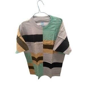 Za Colorful Grey Green Brown Black T-Shirt Top Cotton Extra Large XL